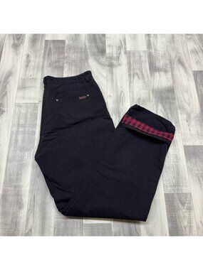 ✅ Womens 12 - 32 X 29 VTG Woolrich Flannel Lined Black Pants Straight Leg 1105